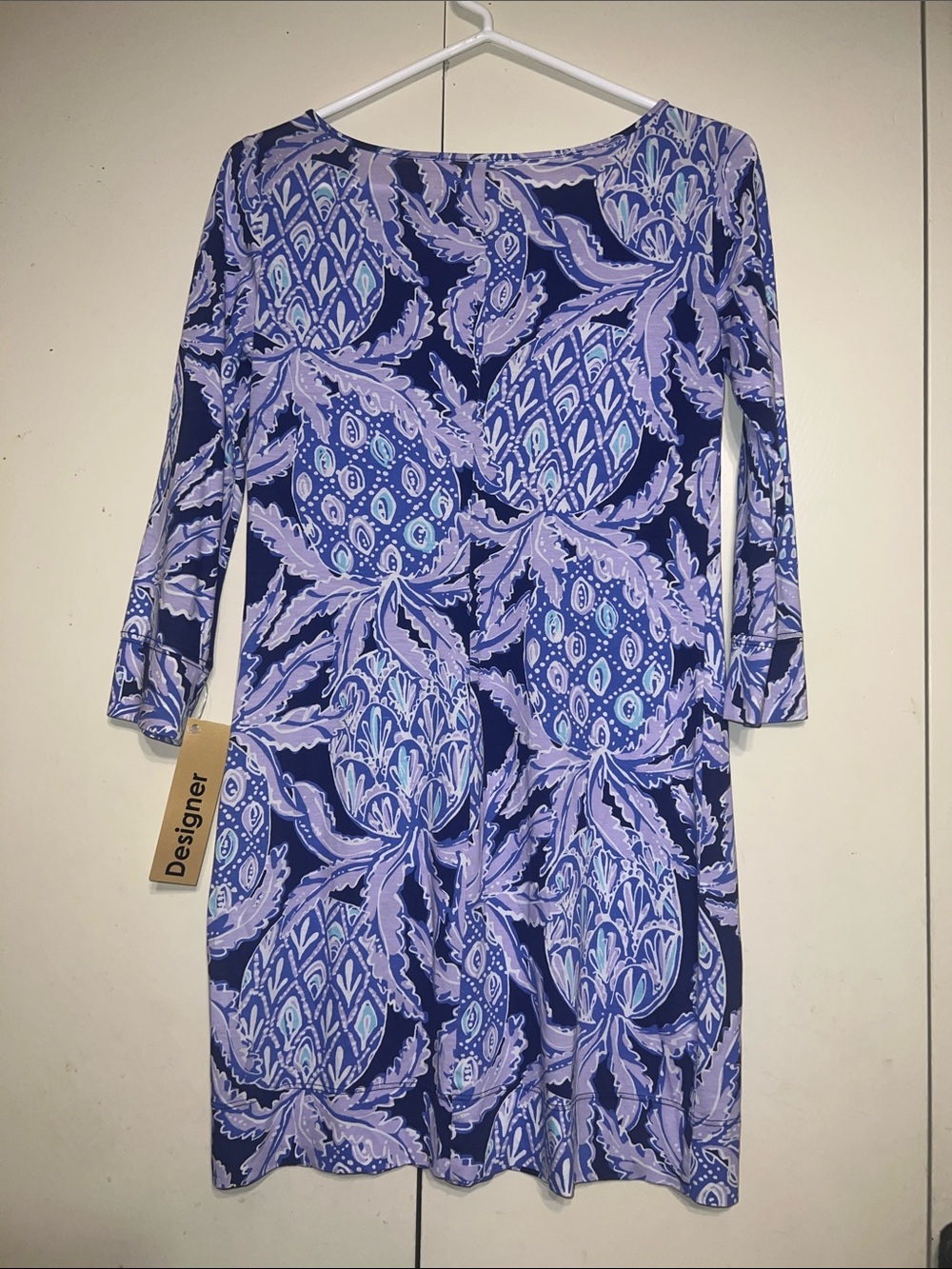 Lilly Pulitzer Navy, Lavender & Light Blue Pineapple Print Shift Dress - Picture 4 of 5